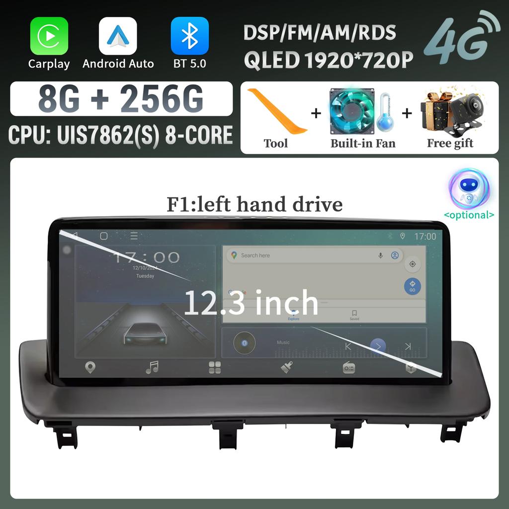 12.3" For MAZDA CX-9 2016-2021 Car Radio Multimedia Video Player Screen Navigation GPS BT Android CarPlay Touch Screen  Stereo