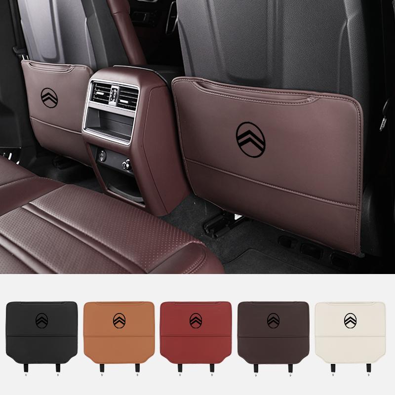 Car Seat Back Protective Mat Anti-kick Pad With Storage Pocket Accessories For Citroen C1 C2 C4 C3 C5 Berlingo Celysee Cactus