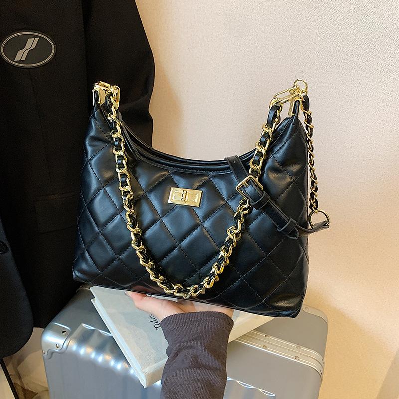 Rhombus Chain Bag Women's Spring and Summer 2025 New Casual Foreign Style Niche Design Versatile Single Shoulder Crossbody Bucket Bag