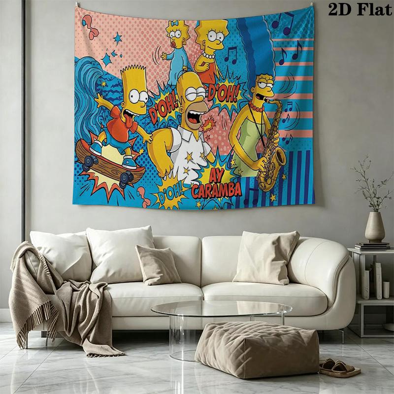 The Simpsons Wall Tapestry Aesthetic Wall Hanging Printed Fabric Blanket Decorative Tapestries for Bedroom Living Room Home Decor