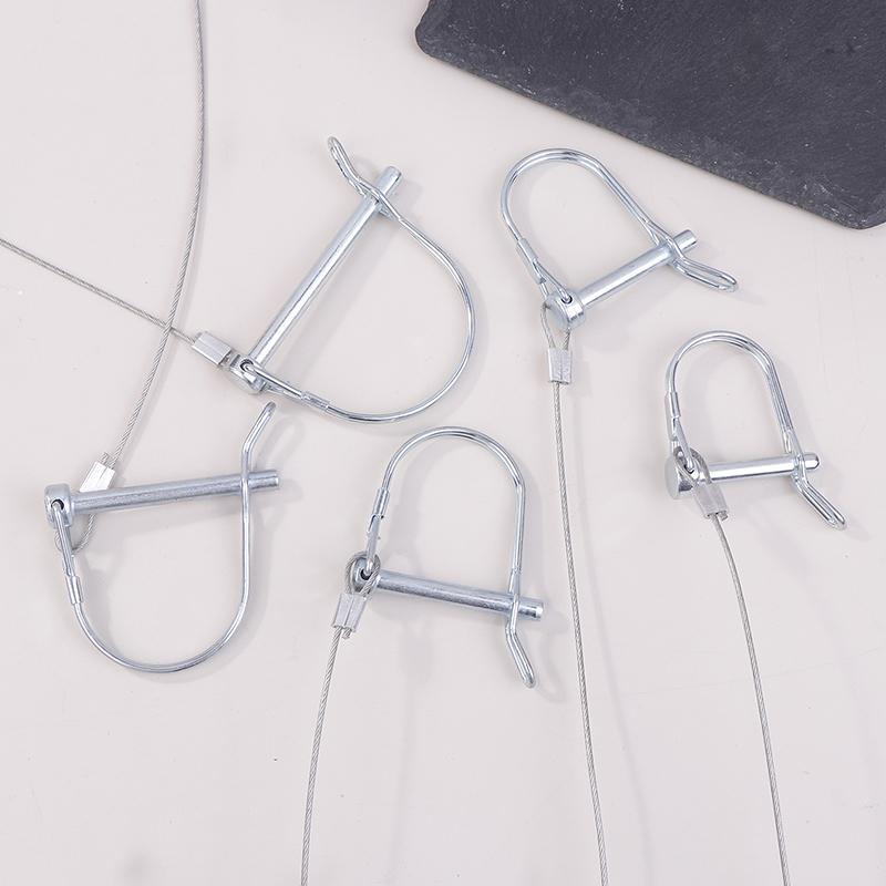 1Pc Stainless Steel Round Arch Wire Shaft Lock Pin With Anti-Lost Rope Coupler Pins Retainer For Farm Trailer Wagon Lawn Garden