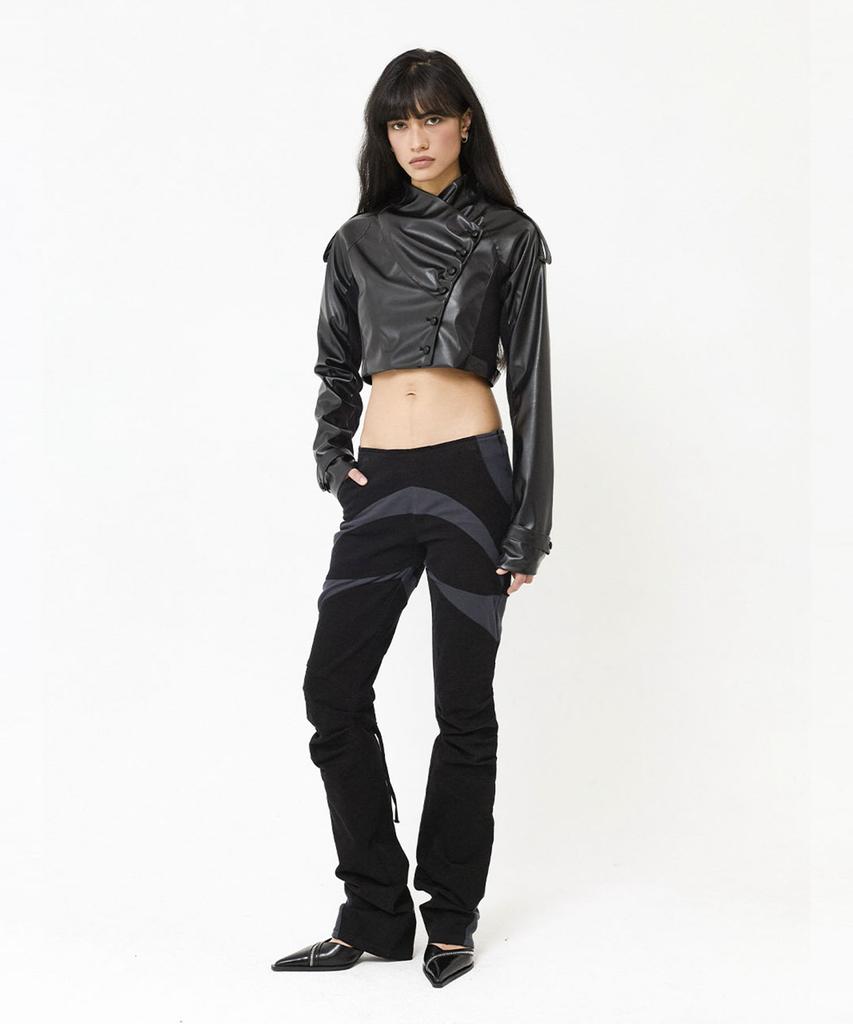WET TAG Contrast Panel Skinny Pants Black