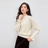 Qiu Shui Yi Ren Women's Pearl Trim Mock Neck Knit Sweater
