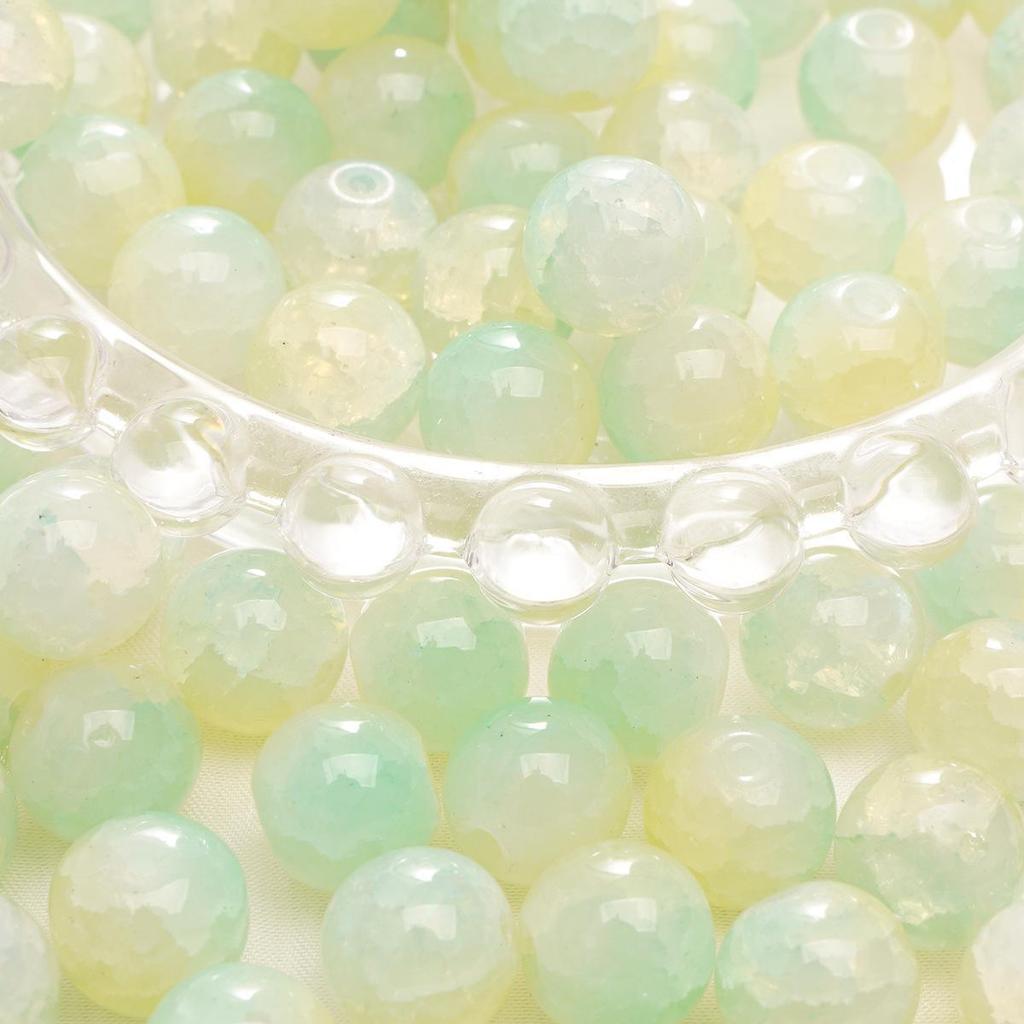 8-10mm Half-Sugar Bubble Glass Bead Bracelet - Handmade Round Loose Beads for Jewelry Making