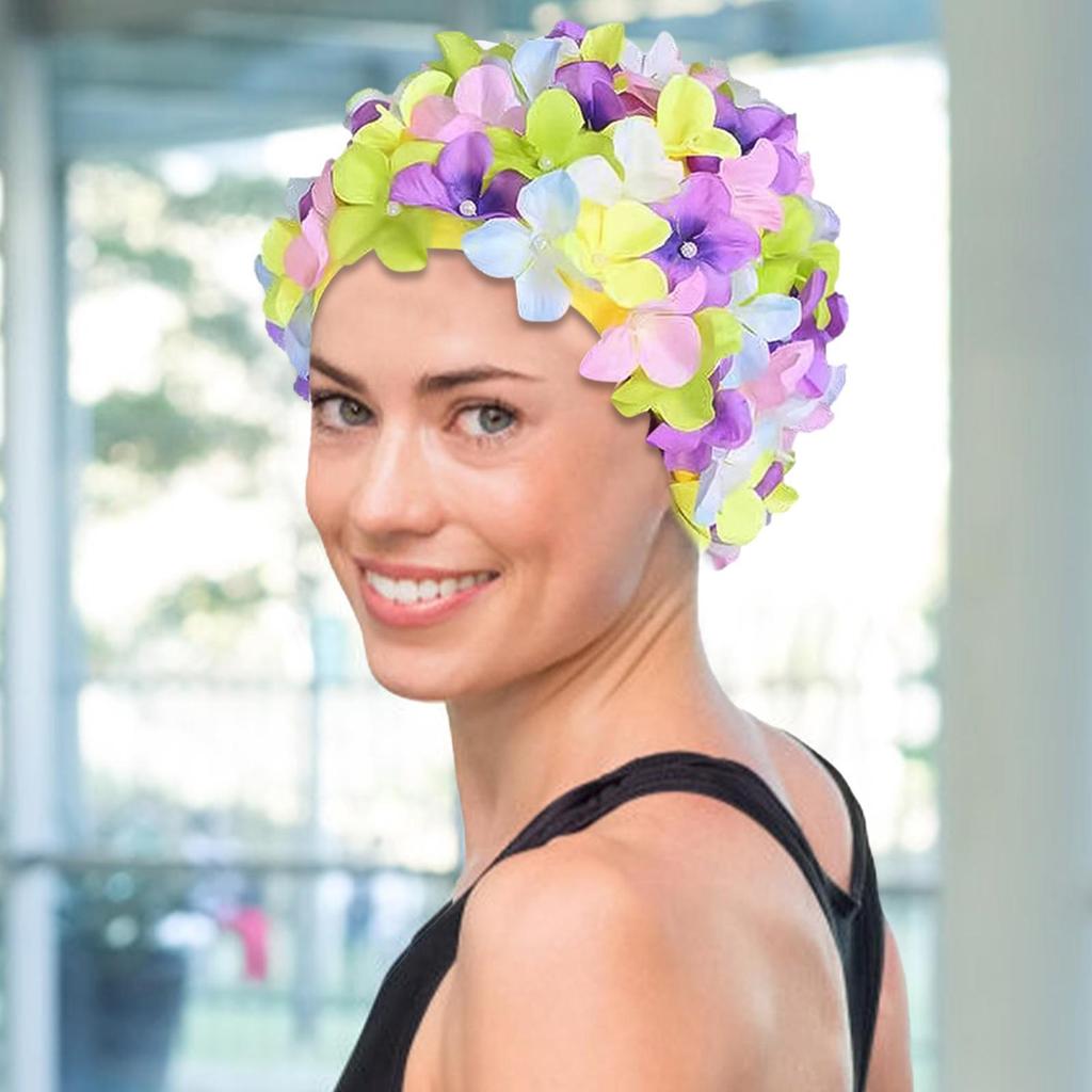 Women 3D Petal Swimming Caps For Long Hair Outdoor Women Fashion Retro Flower Cap Delicate Swimming Cap