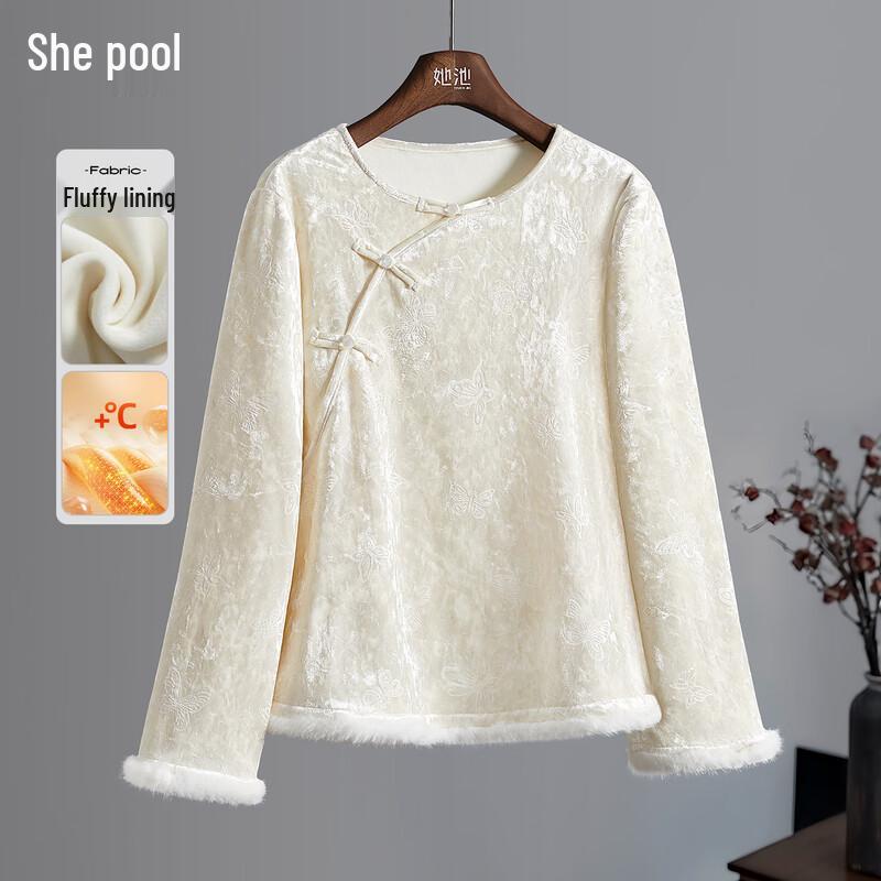 Женская рубашка на китайских узлах с бархатной основой M