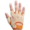 Kango Fitness Real Soft Leather Mesh Net Fingerless Driving Gloves for Weight Training, Cycling, and Wheelchair Use (W-1037) (Size Small)