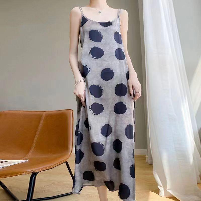 Summer Women Floral Dress Sleeveless V Neck Chiffon Slip Dress Slim Fit Casual Outwear Fashion