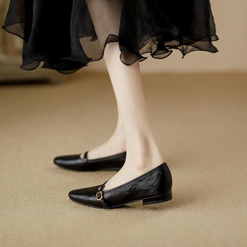 Mary Jane shoes women's flat bottom 2025 spring new high pole brown soft sole shallow mouth women's shoes low heel single shoes