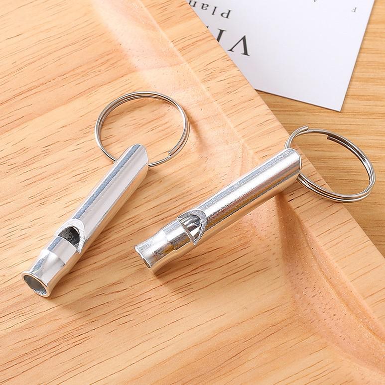High-Frequency Dual/Single-Hole Aluminum Whistle with Lanyard for Outdoor Survival