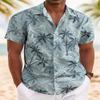 Camisa Masculina Casual de Manga Curta com Padrão de Coco