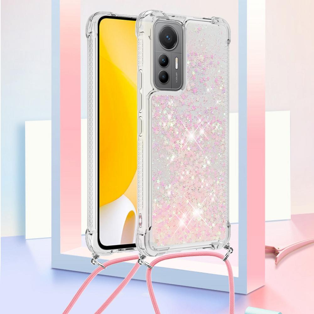 

For Xiaomi 12 Lite 5G TPU Case Quicksand Design Phone Cover with Lanyard Pink/Pentagrams
