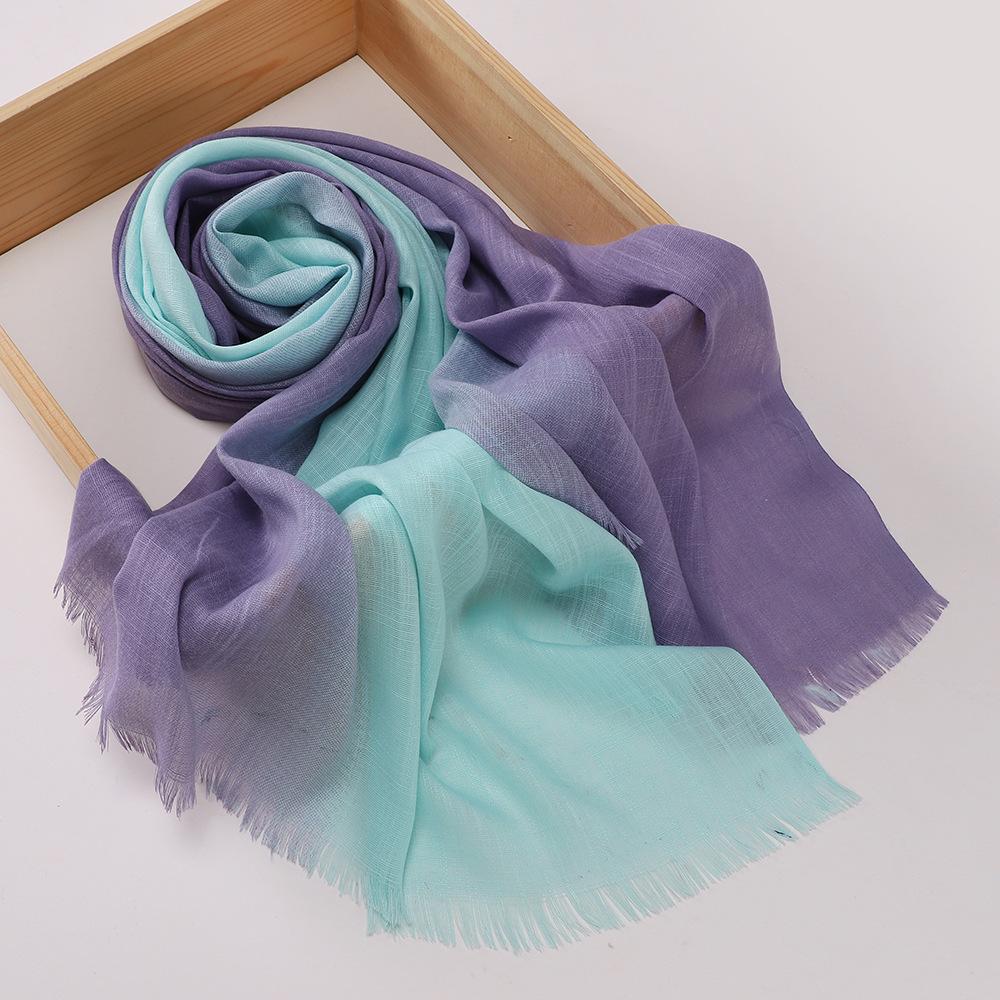 New two-color spliced bamboo cotton scarf, women's bag head color yarn scarf
