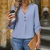 2025 Long Sleeve Shirt Women Elegant Commuting Small Stand Collar Button Pullover Shirt