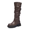 Augustine Boots Women's Autumn 2025 New Tall Martin Boots Thick-soled Vintage Western Skinny Pile Boots