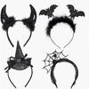Halloween Devil & Spiderweb Headband with Bat Clip - Ghost Festival Party Costume Accessory