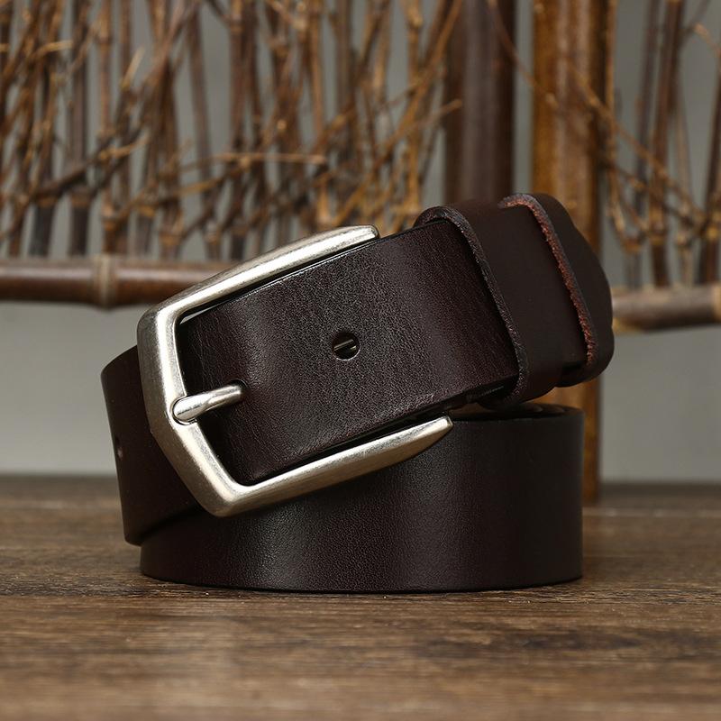 Belt Men's Korean-Style Simple Fashion First Layer Cowhide Oil Wax Leather Pin Buckle All-Match Light Luxury Casual Jeans Belt
