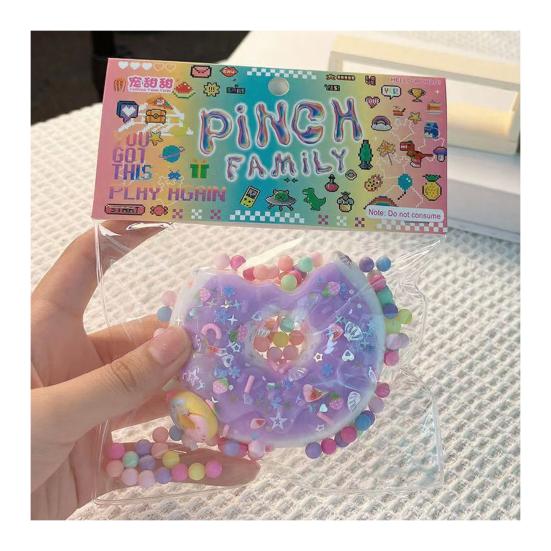 Simulation Doughnut Squeeze Toy Stress Relief Sequin Donut Pinch Sensory Toy Simulated Dessert Fidget Toy Students Office Workers Gift