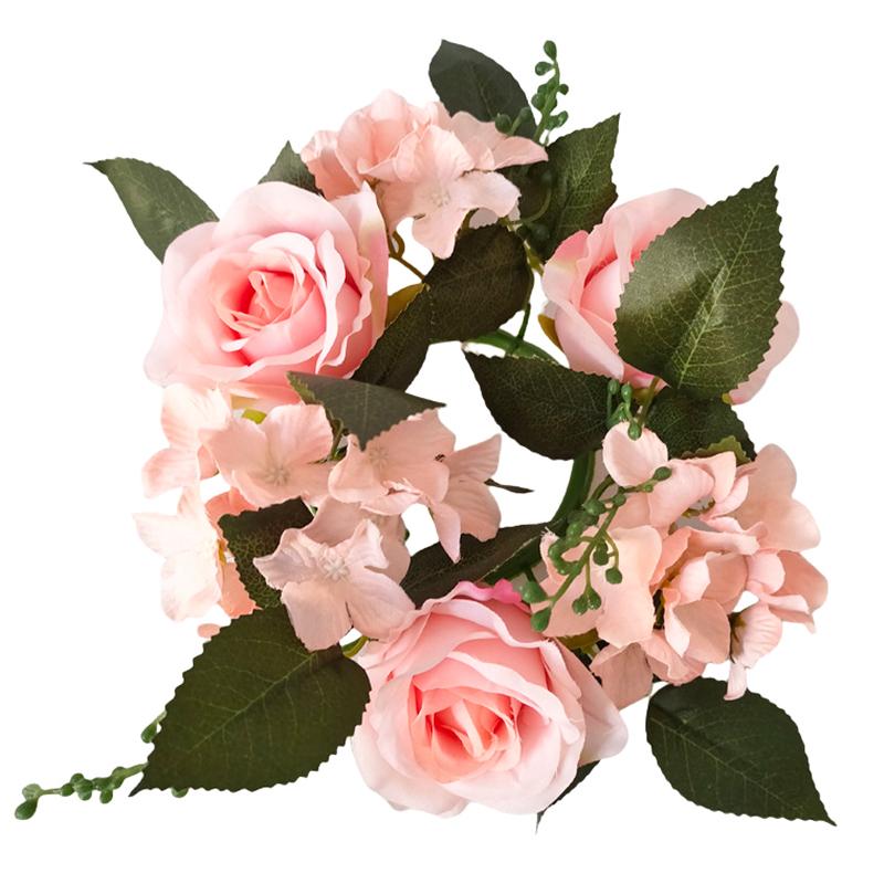 

1 шт. Шелковый цветок Пластиковый венок Праздничный Рождественский Венок-подсвечник Рождественский Пластиковый Венок для свечей Мини-венок розовый