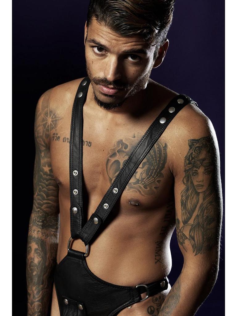 Men's European and American Style Sexy Patent Leather Jumpsuit for Clubs and Bars