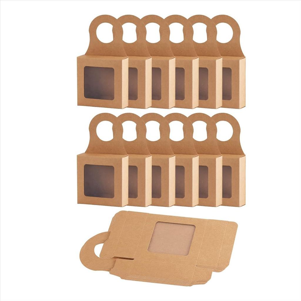 BHBL Wine Bottle Box with Window, 30 Pcs Box,Wine Boxes Favor Box Charcuterie Box Soap Packaging Box for Gift Brown