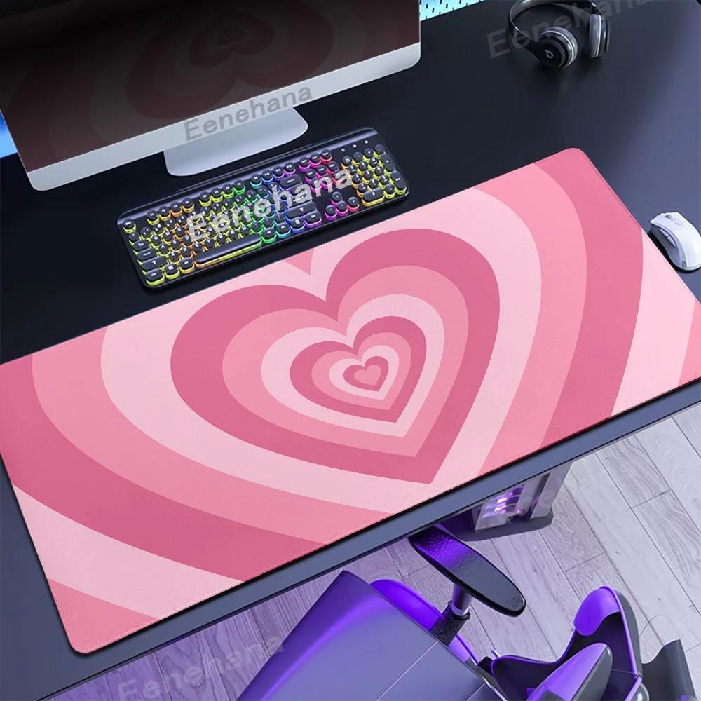 HD Print Large Gaming Mouse Pad Expansion Pad Gamer Keyboard Pad XXL Love Rubber Blue Non-Slip Desk Mat Cute Girl Mice Carpets