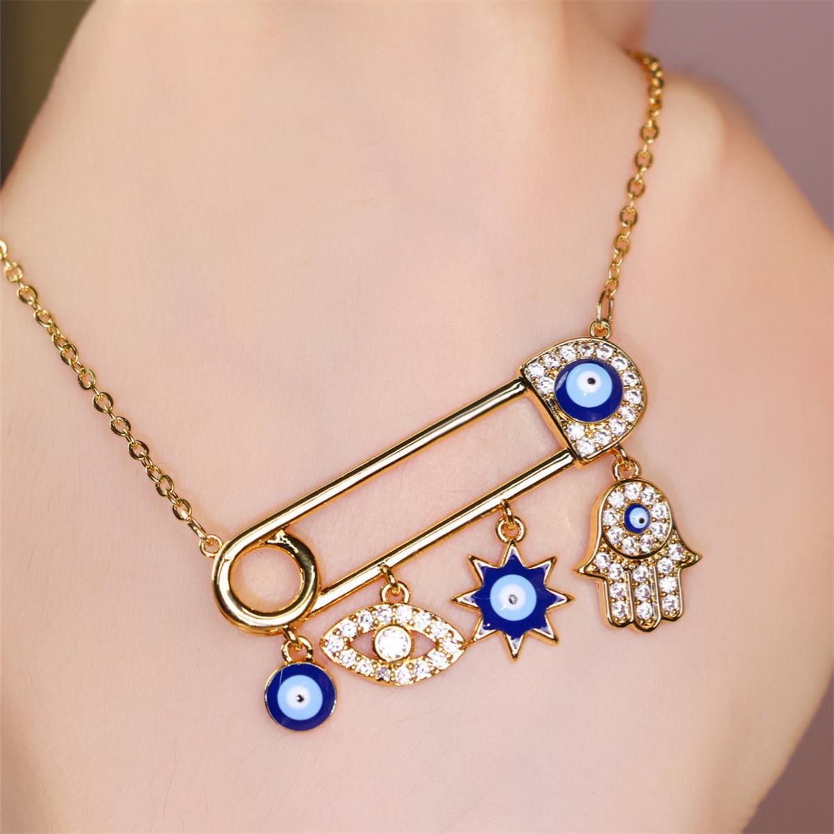 

Wish the new devil s eye paperclip necklace simple personality elegant necklace золотой