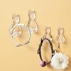 2 Pcs Self-adhesive Cat Hooks Plastic Cat Key Holder Cute Cat Shape Wall Hook  Backpack