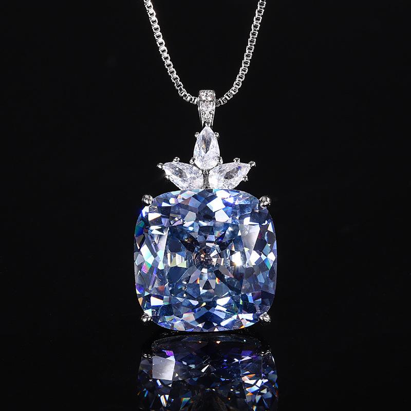 

Ювелирные изделия Имитация Цветной Сокровищницы Корунд Простой Изысканный Кулон Ожерелье Главный Камень 16 * 16