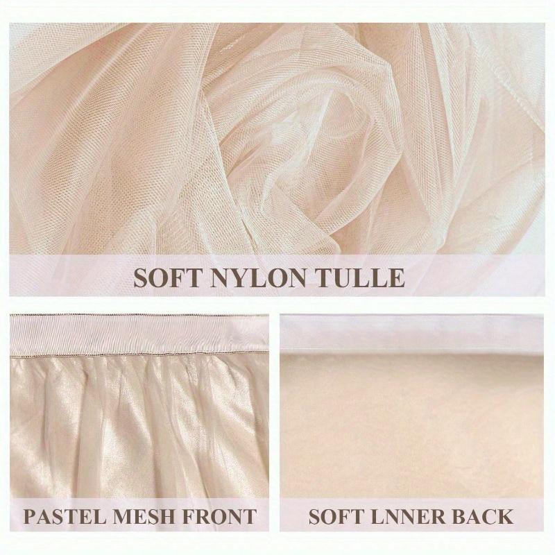 1pc Blush Pink Sheer Ruffle + Lining Table Skirt, Fits Rectangular and Round Tables - Perfect for Birthday Parties, Weddings, Bridal Showers