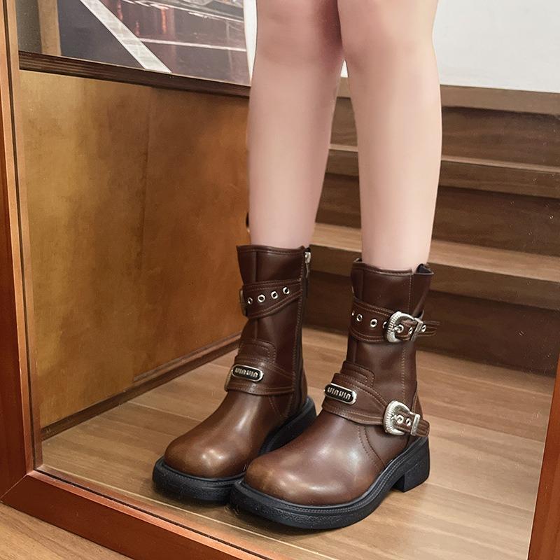 Thick-soled brown Maillard boots women's new summer Martin boots western cowboy knight short boots