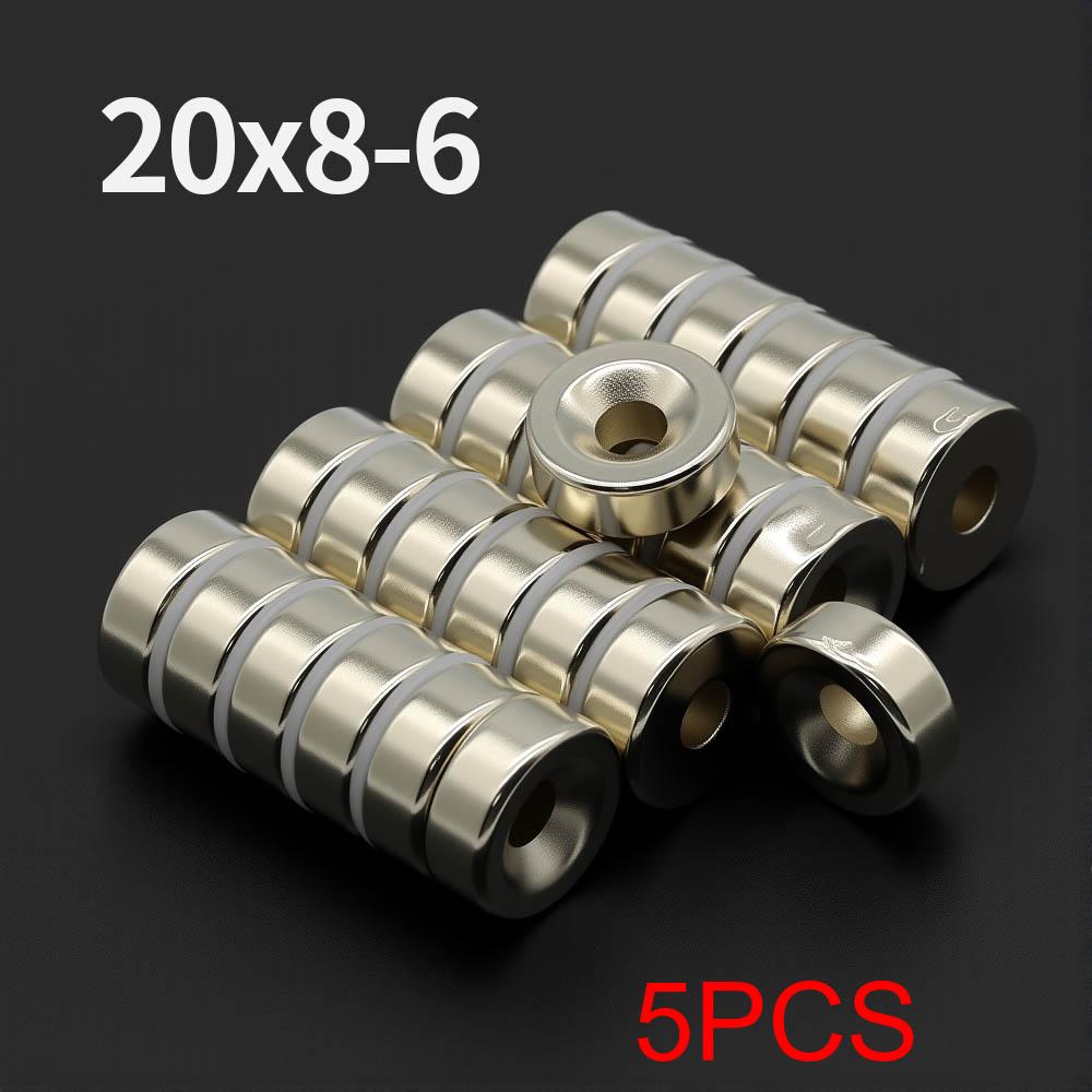 20x8-6mm Powerful with Holes Neodymium Magnet N35 NdfeB Permanent Magnetic Imanes Round Super Strong Fridge Magnets DIY