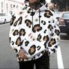 Men Plus Size White Sailboat Printed Long Sleeve Drawstring Hoodie Kangaroo Pocket Pullover