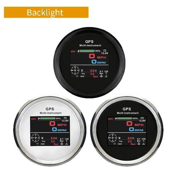 Waterproof 85mm 0-999 km/h MPH Knots GPS Speedometer Odometer Trip Tachometer Hours with Fuel Voltmeter Water Temp for Boat Car