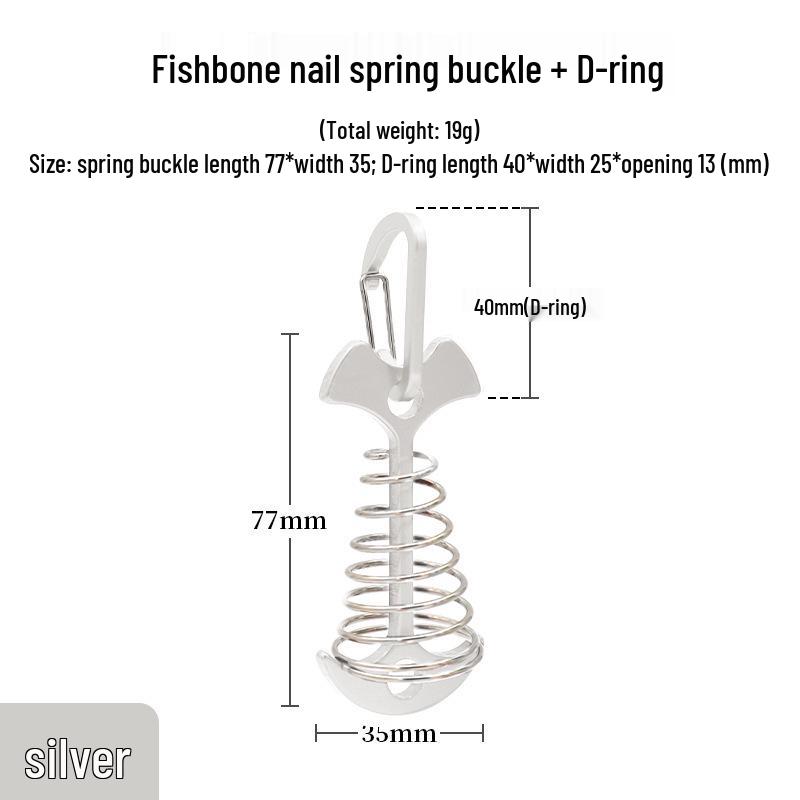 Spring Fishbone Tent Pegs: Outdoor Camping Accessories for Securing Ropes and Awnings On Ground or Deck