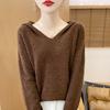 Women's 100% Pure Wool Hooded Knit Sweater - Cashmere, Thick, Loose Fit for Autumn/Winter