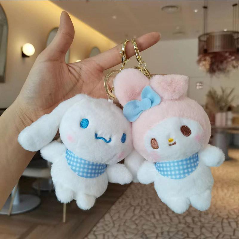 Adorable Sanrio Plush Keychain With Cute My Melody And Cinnamoroll 10cm Soft Toy