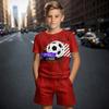 New 3D Football Printed Children's Sleeved Shorts Set Children's 2-piece Set Outdoor Casual Set