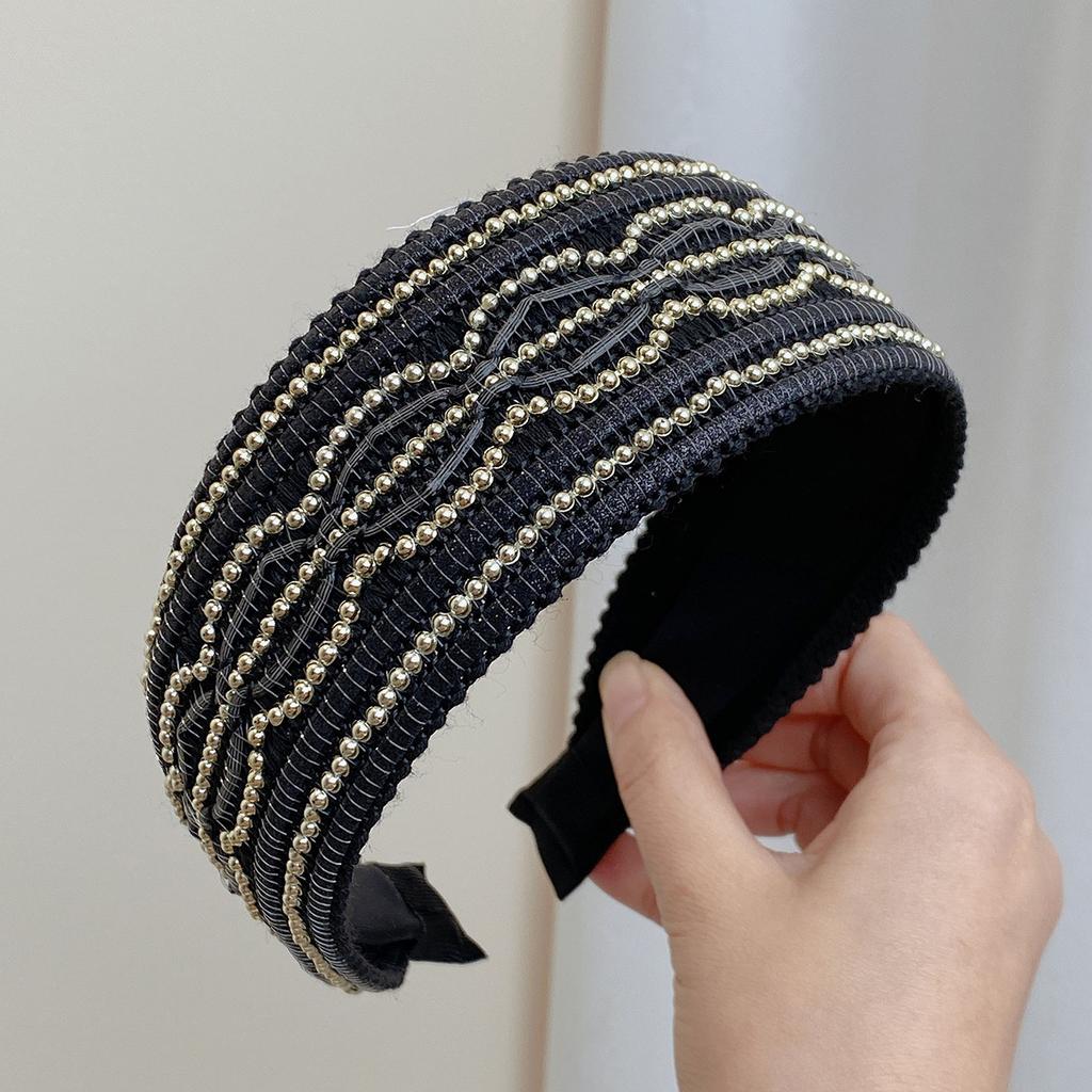 New Retro Wide-brimmed Headband Women's Premium Baroque European and American Style Chain Woven Headband Hair Accessories