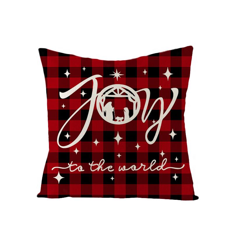 Plaid Christmas Pillowcase Red and Black Plaid Polyester Print Home Cushion Living Room Sofa Bedroom Cushion