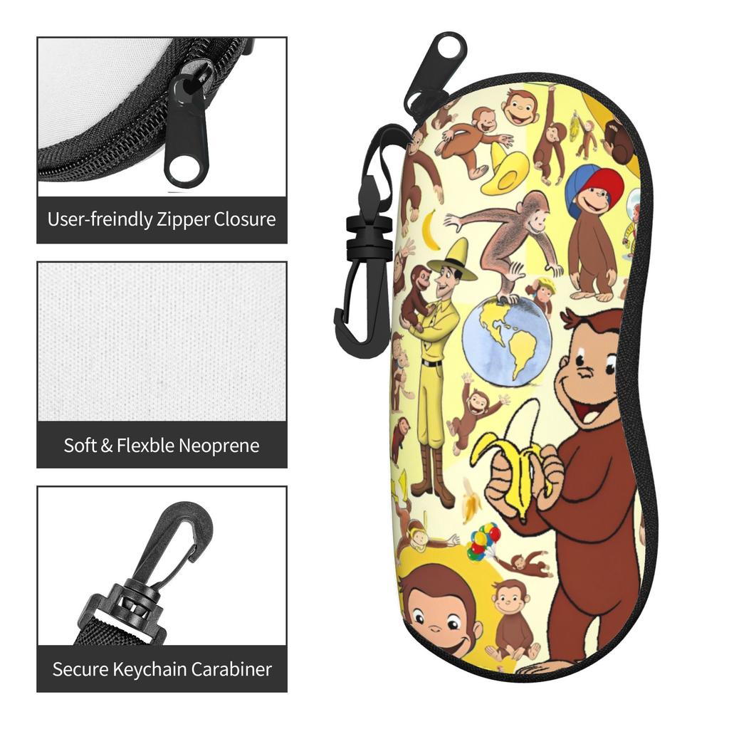 Lovely Curious George African monkey Anime Glasses Case Waterproof Box Sunglasses Storage Box Anti-Pressure Glasses Box