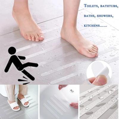 12PCS Transparent Anti-slip Shower Stickers Non-Slip Tape Strips Safety Shower Treads Stickers Bathtub Non Slip Stairs Step