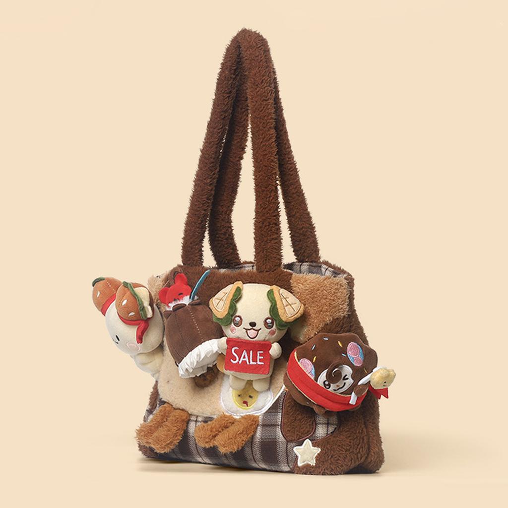 Cute Cartoon Hamburger Single-Shoulder Bag — Versatile Plush Handbag For Women And Girls