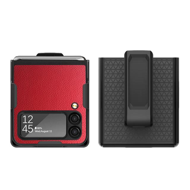 

Кобура с зажимом для ремня с полным покрытием, кожаный чехол для Samsung Galaxy Z Flip 3 5g Flip3, противоударный тонкий чехол для Samsung Z Flip 3 5g for Galaxy Z Flip 3 красный