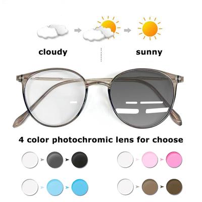 Myopia Glasses 0 To -600 Retro Round Photochromic Myopia Glasses for Women Men Ultralight Blue Light Blocking Computer Eyeglass