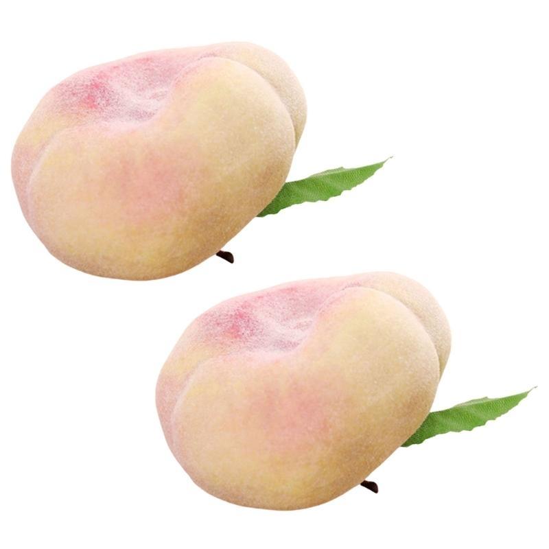 2Pcs Simulation Peach Artificial Fruit for Kitchen Decoration and Festival
