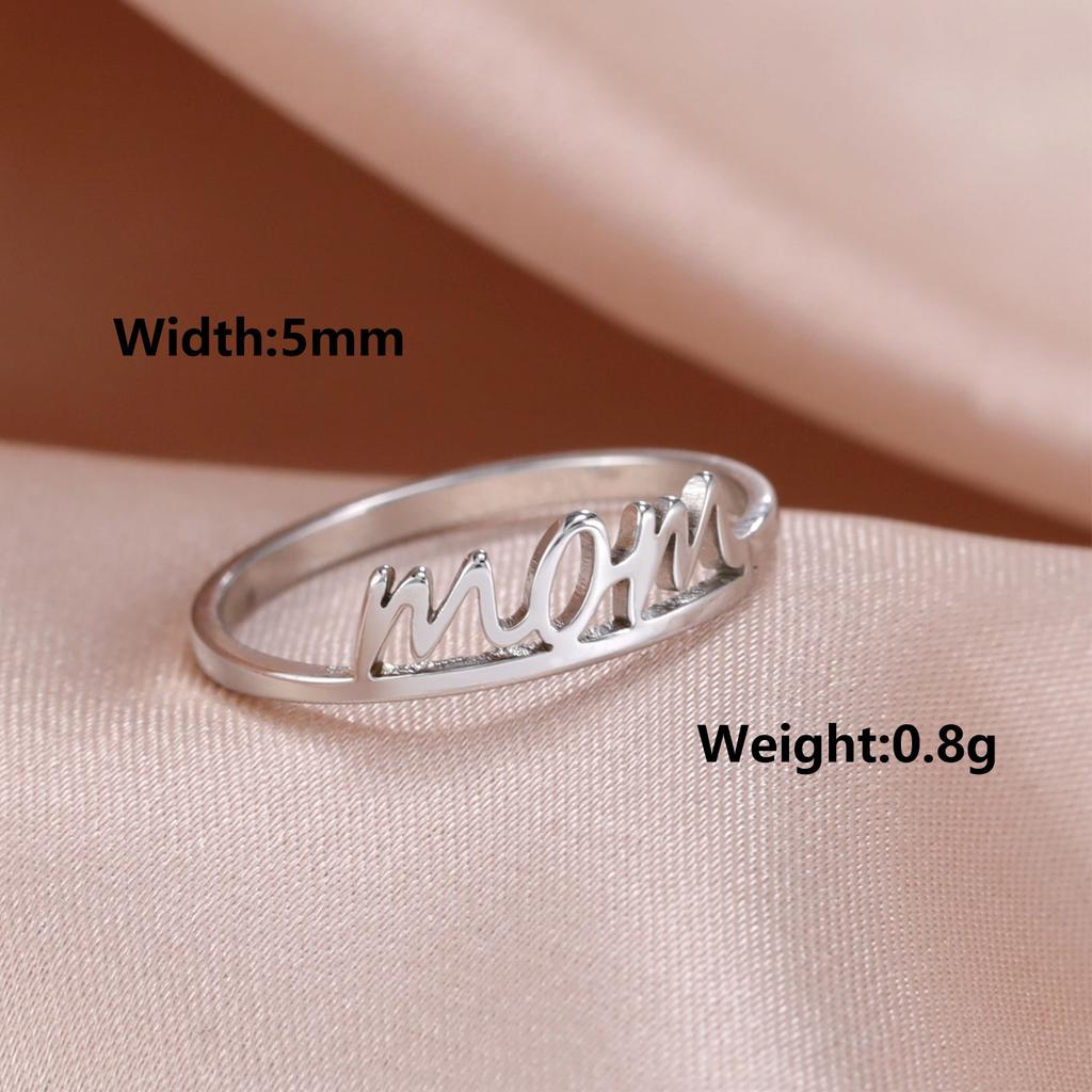 Lucktune MOM Mama Letters Rings for Women Lovers Stainless Steel Simple Gold Color Finger Ring Trendy Jewelry Mother's Day Gifts