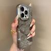Titangraue Leder-Handyhülle mit Gletschermuster für iPhone 16 15 14 13 12 11 Pro Max, stoßfeste Vollvergoldung, harte Rückseite