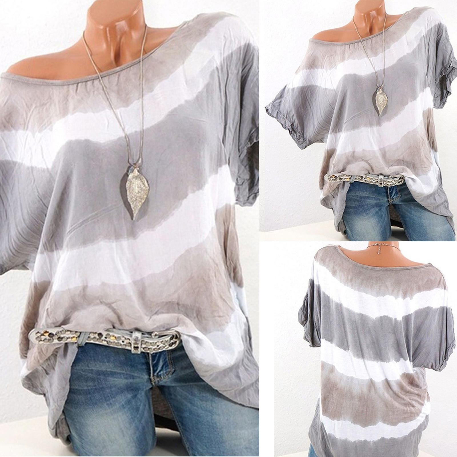 

Женская летняя повседневная рубашка с принтом и круглым вырезом, блузка, футболка