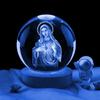 3D Virgin Mary Laser Engrave Crystal Ball Colorful Night Light ,Religious Gifts for Women's Birthdays, Maria Christmas Decoratio